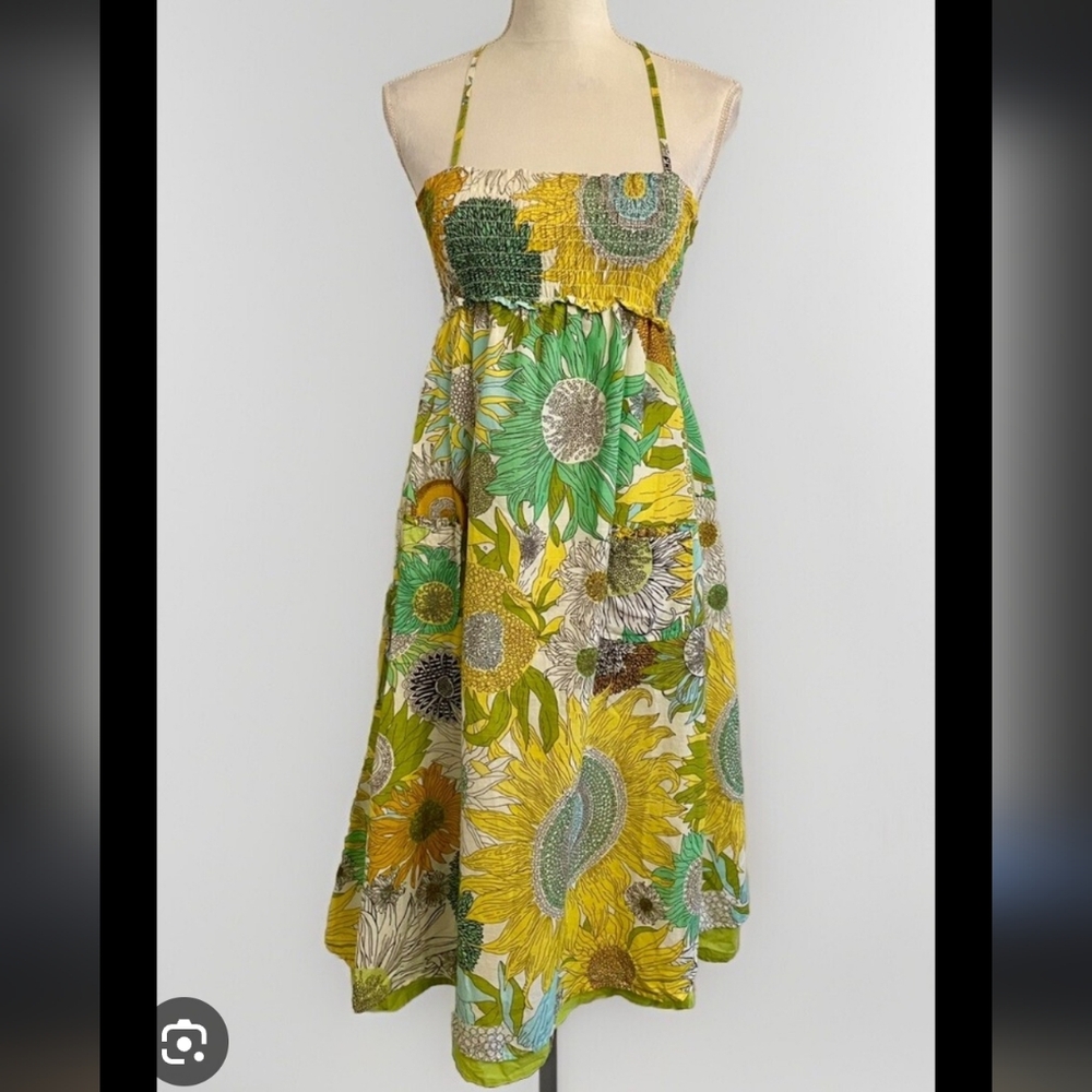 Liberty Of London For Target Girls Smocked Halter Maxi Dress Yellow Floral